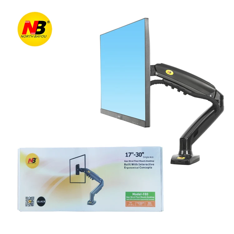 
north bayou TV Wall Mount Gas Spring nb f80 PC Computer Desktop Monitor Mount for 17-30 Inch TVs and Monitors 