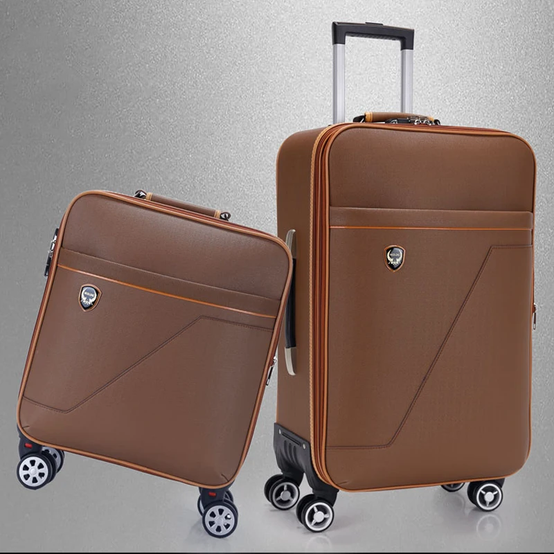 Jiangxi factory wholesale luggage & travel bags light weight double zipper PU luggage bag travel 3 piece trolley set