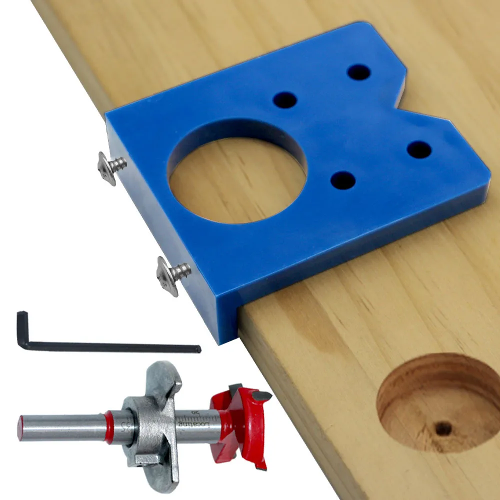 35mm Concealed Hinge Boring Jig Wood Furniture Door Cabinets Hinge Hole Drilling Guide for Carpentry ABS Plastic Carpenter Tools