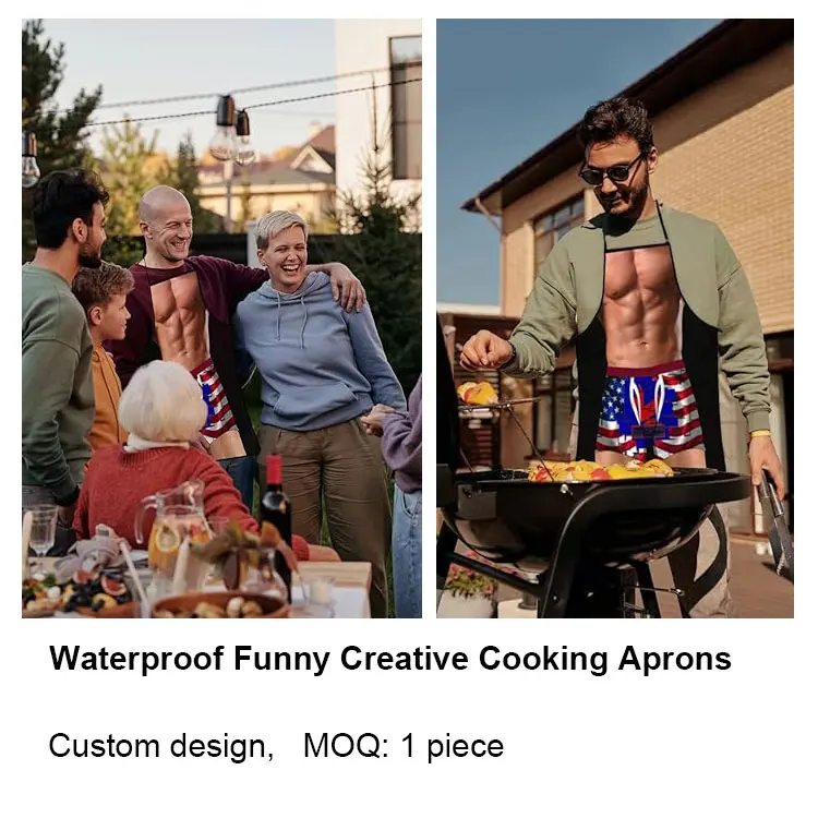 BBQ Party Sexy Male Cooking Grilling Adult Baking Kitchen Waterproof Funny Apron for Men