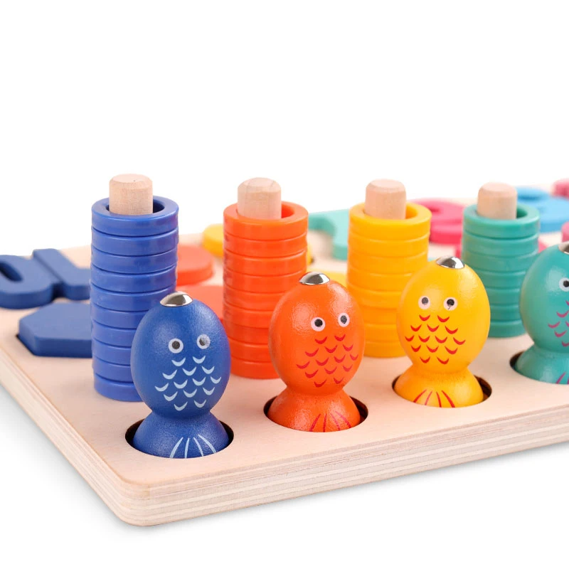 Деревянная развивающая игрушка, Детские рыболовные игры, образовательные рыболовные игры, Цветная многофункциональная Математика для дошкольников