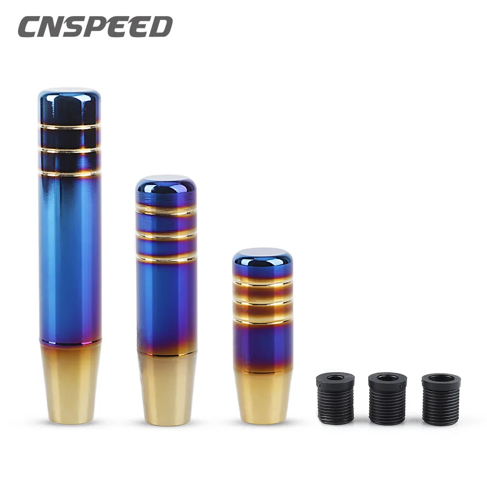 Universal Racing Gear Shift Knob Shifter Lever W/ 3 Adapter Head Gold Aluminum Burnt Blue Style 9cm 13cm 17.5cm