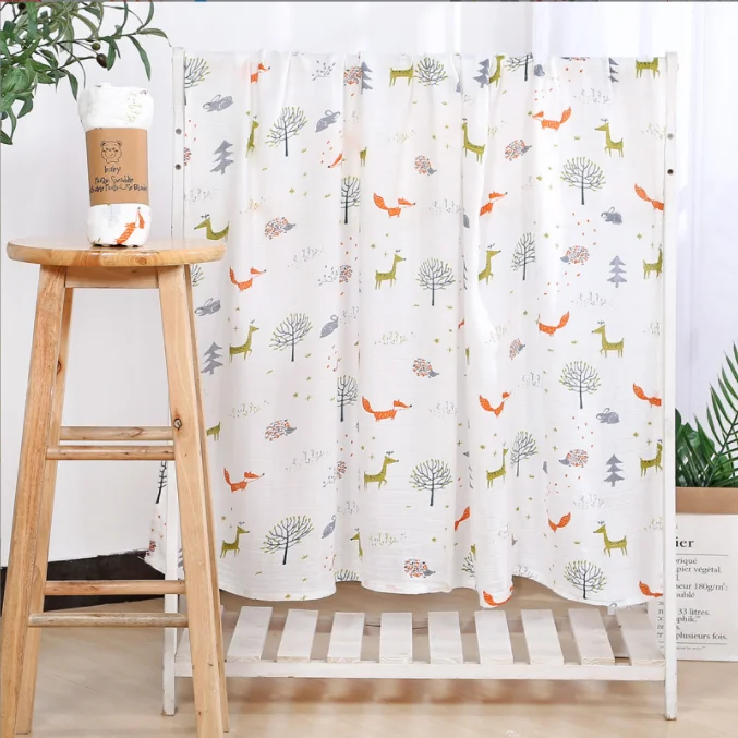 Wholesale Printed Cotton Muslin Fabric Soft Warm Baby Receiving Blankets 100% Muslin Swaddle Blankets Fabric