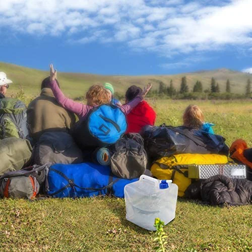 Foldable Cube Camping Water Container Collapsible Hiking Water Storage Bag Gallon Water Carrier, BPA-free, Portable Water