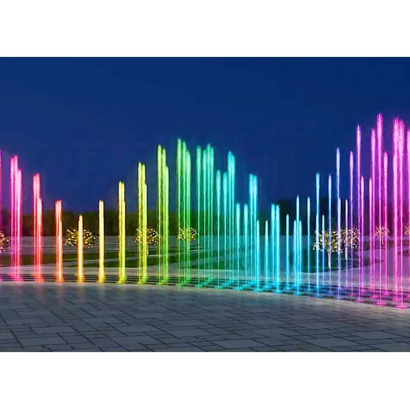 Outdoor High Quality Large DMX controlled dry music fountain in the park