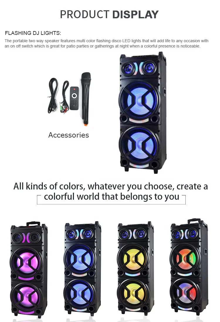 New Arrival Big Size 160W Active Double 12 Inch Super Bass Audio System Outdoor Trolley Party Speaker Karaoke DJ Speaker