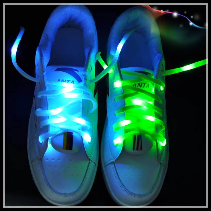 European christmas funny nylon led multiple color flashing shoelace