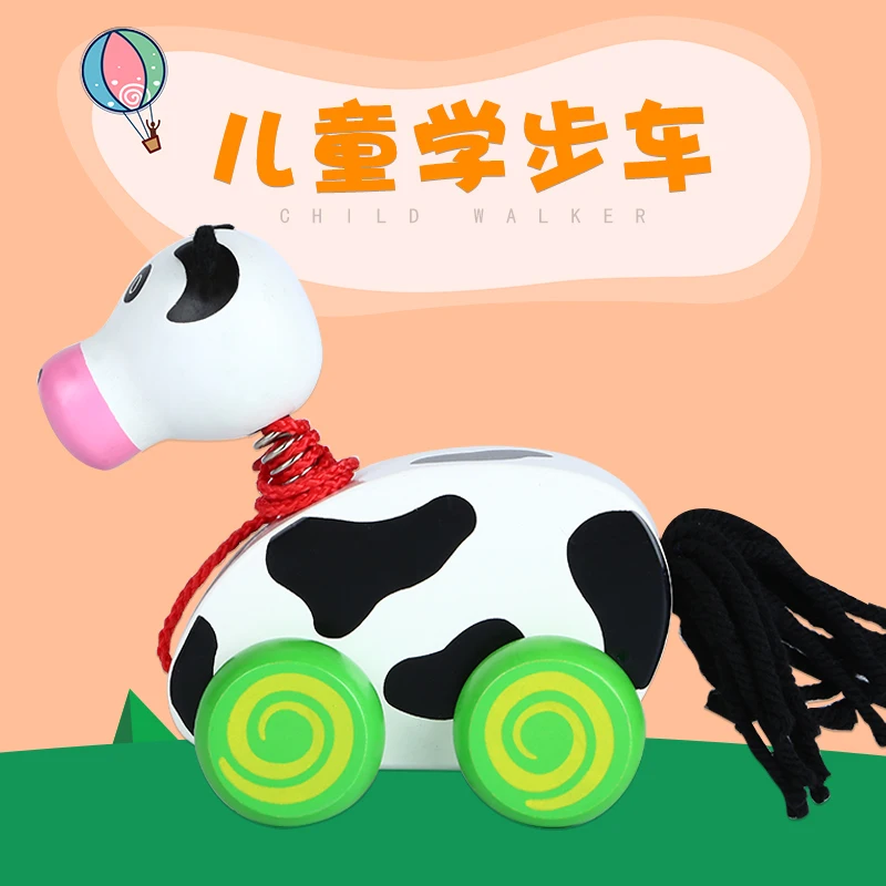 Мультяшная корова машина деревянная игрушка для малышей