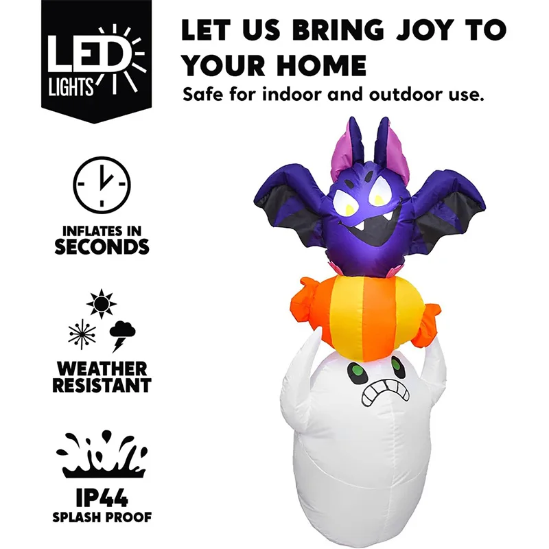 Custom Size Outdoor Advertising LED Blow Up Inflatable Ghost Seize Candy 5 FT Halloween Inflatable