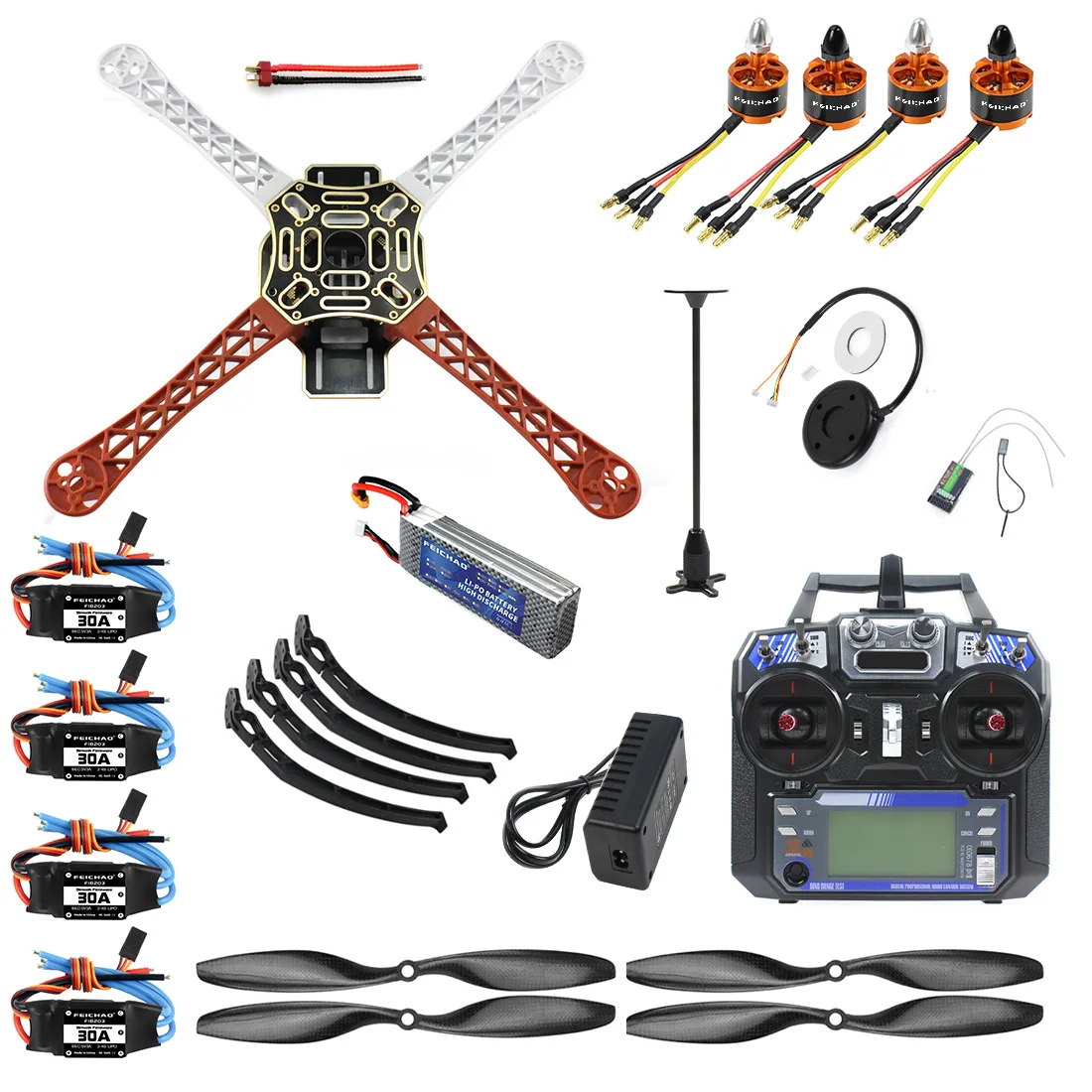  DIY PXI PX4 управления полетом 920KV Мотор GPS FS-i6 fpv-дронов с дистанционным управлением полный Квадрокоптер беспилотный летательный аппарат комплект 450 рамка
