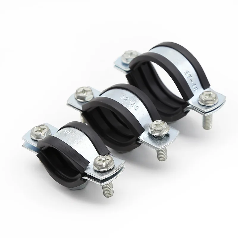 Hot Selling With Rubber Carbon Steel M8+M10 Metal Pipe Clamp Pipe Hanger for Water Pipe