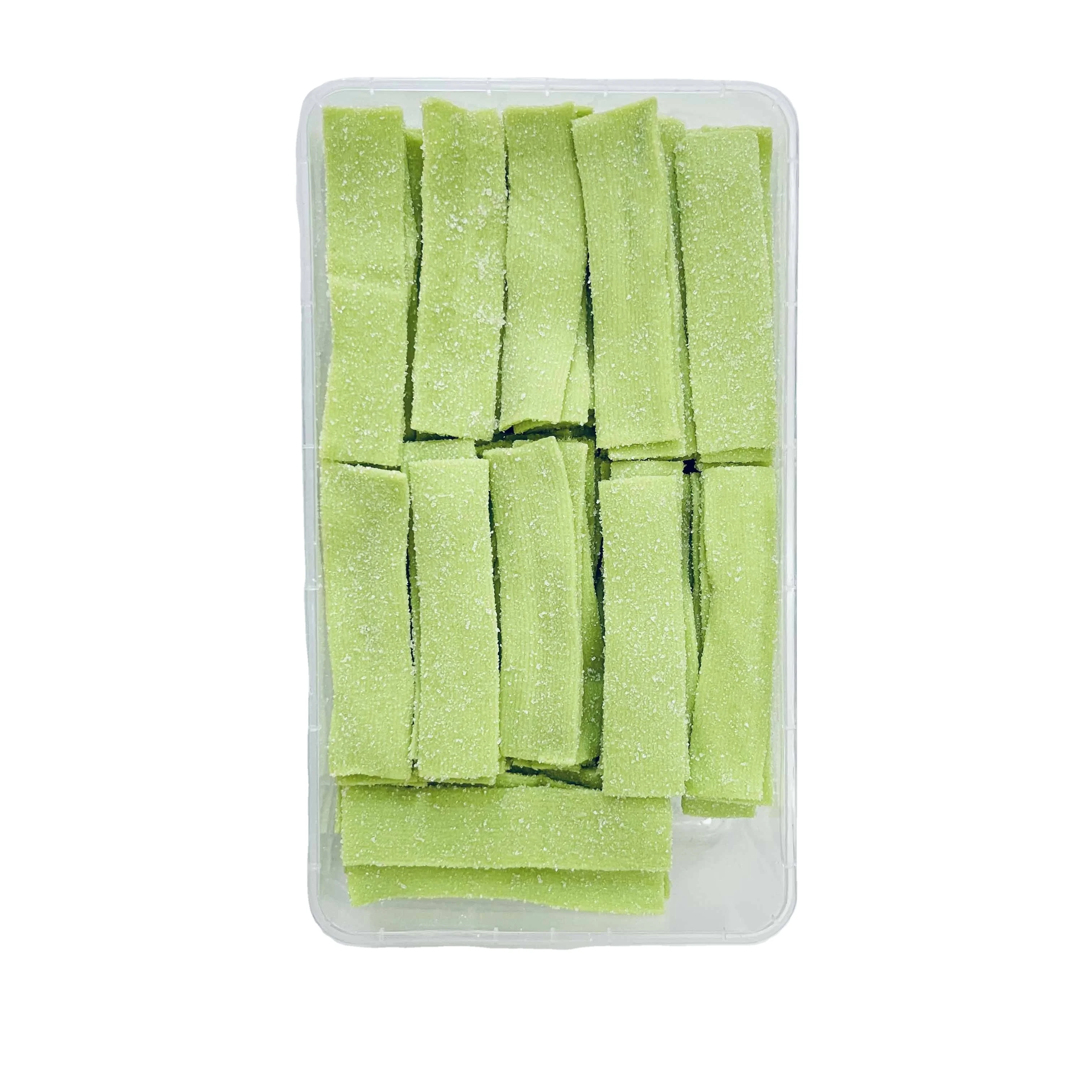 Hot selling yummy Licorice Halal Lemon Flavor Sour Belt Chews Candy  Piece Wholesale  Candy Gummy Candy Green