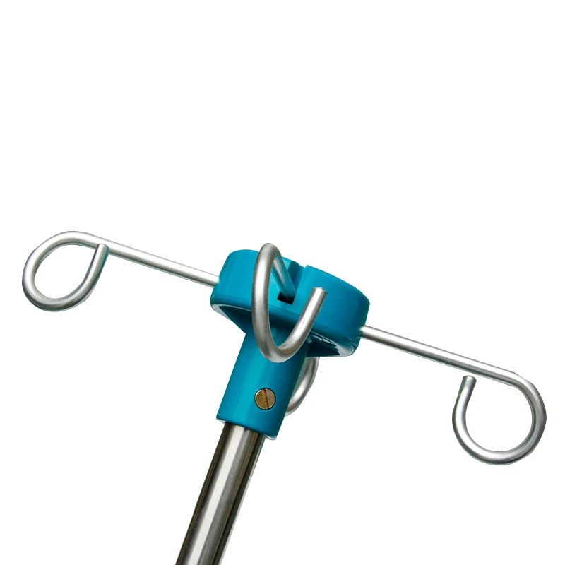 
Hospital 5 legs mobile universal wheel with brake stainless steel base infusion/IV pole drip stand 4 hooks 