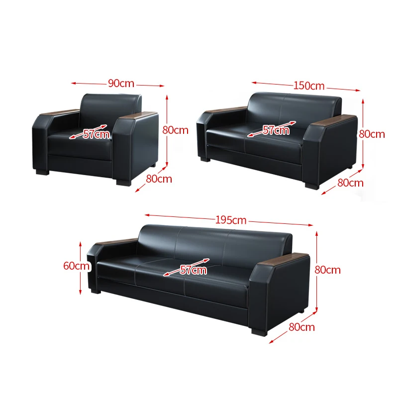 Factory Direct Cheap And Comfortable Sales Leather Three Seater Office Reception
