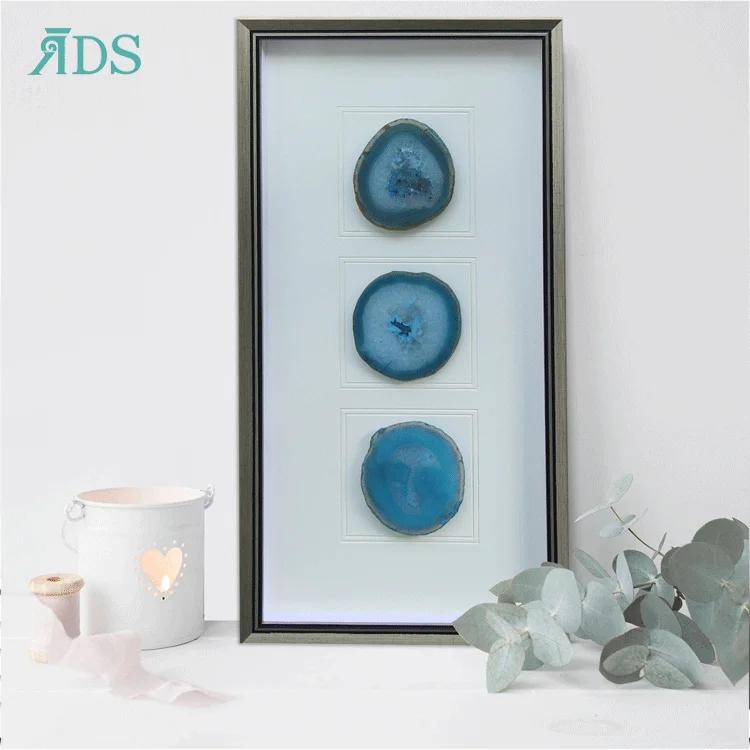 Modern style coastal beach home framed agate art wall decor decoration