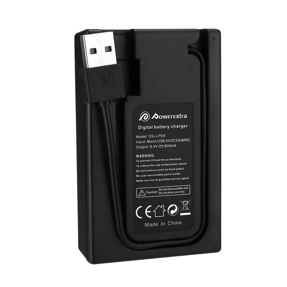 Powerextra Высокое качество батареи для камеры Lpe6 Lp-E6 и ЖК-дисплей Usb зарядное