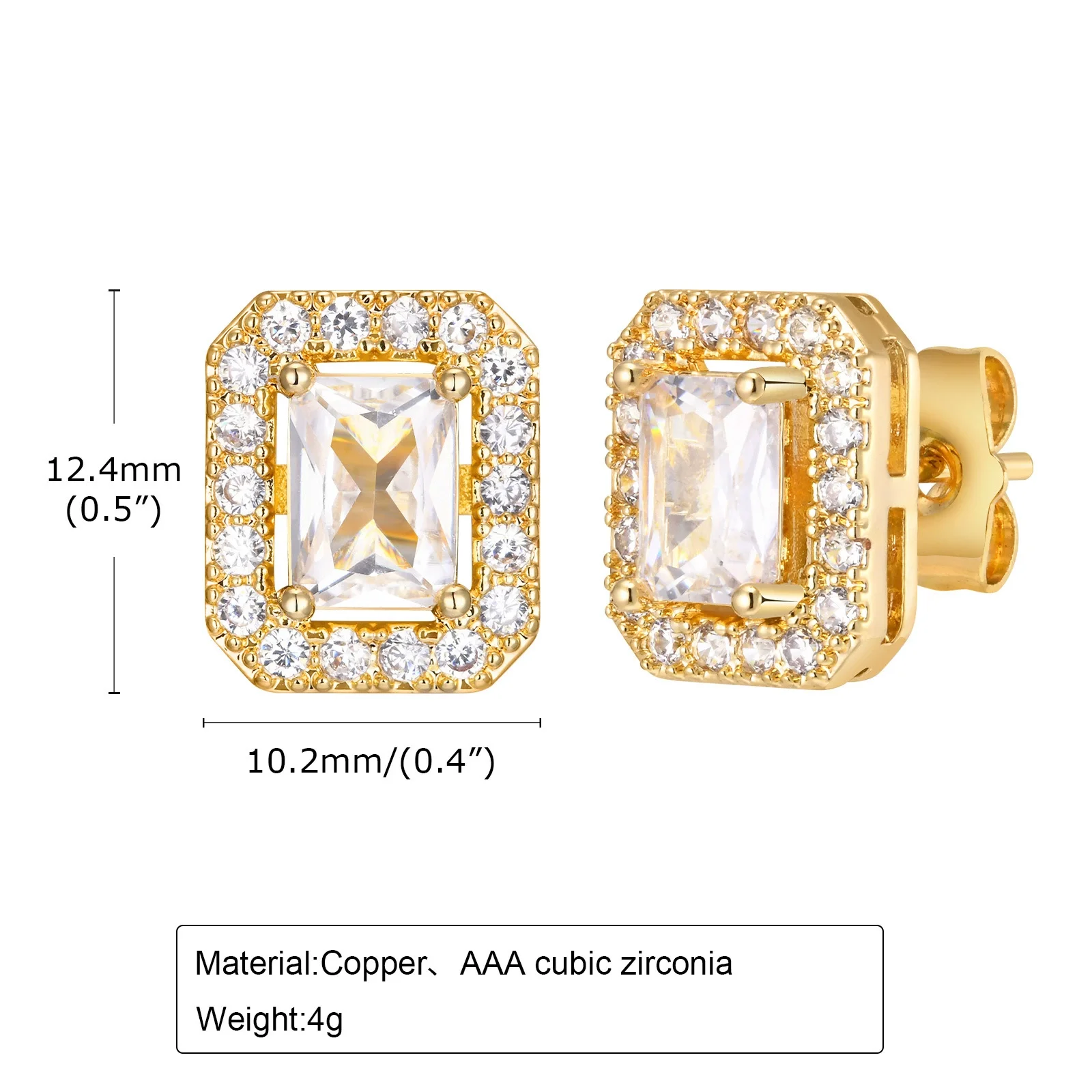CAIOOCHE 2025 New Trendy Vintage Emerald Zircon Earrings Brass Stud Earrings for Women Factory Price Jewelry