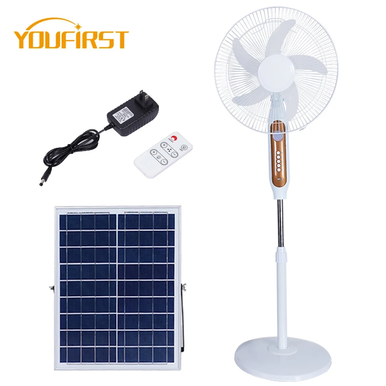 Remote Control Adjust Air Cooling Household Outdoor Ac Dc Rechargeable Solar Floor Stand Fan