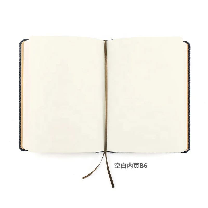 Dark blue & Black Cowboy B6 80g white paper fabric hard cover sketch journal with blank pages