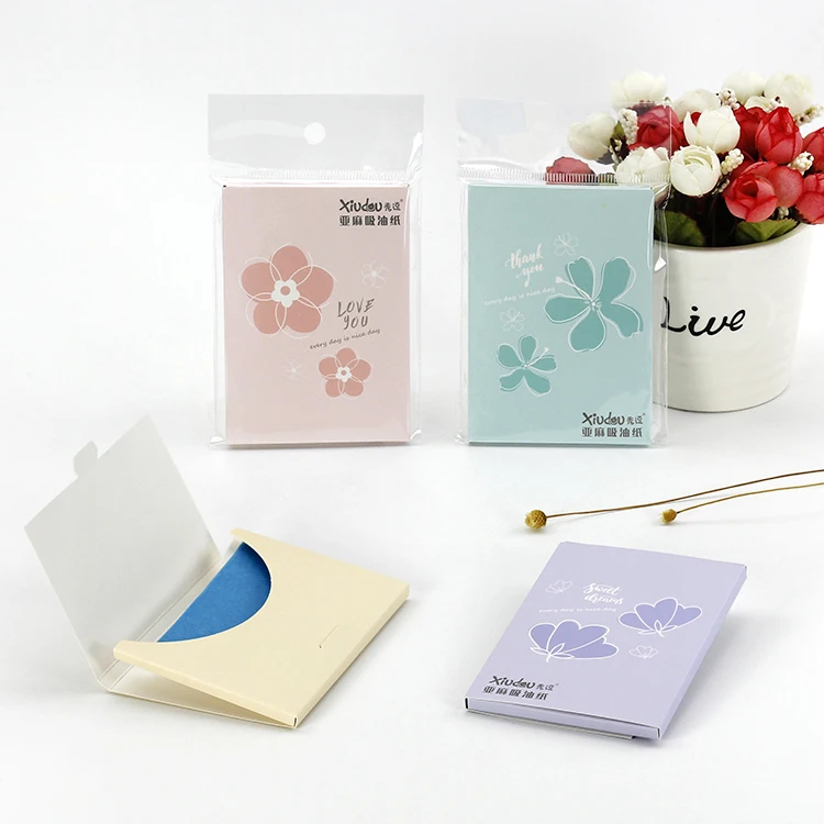 Natural flax keep face fresh and cool lady facial oil blotting paper