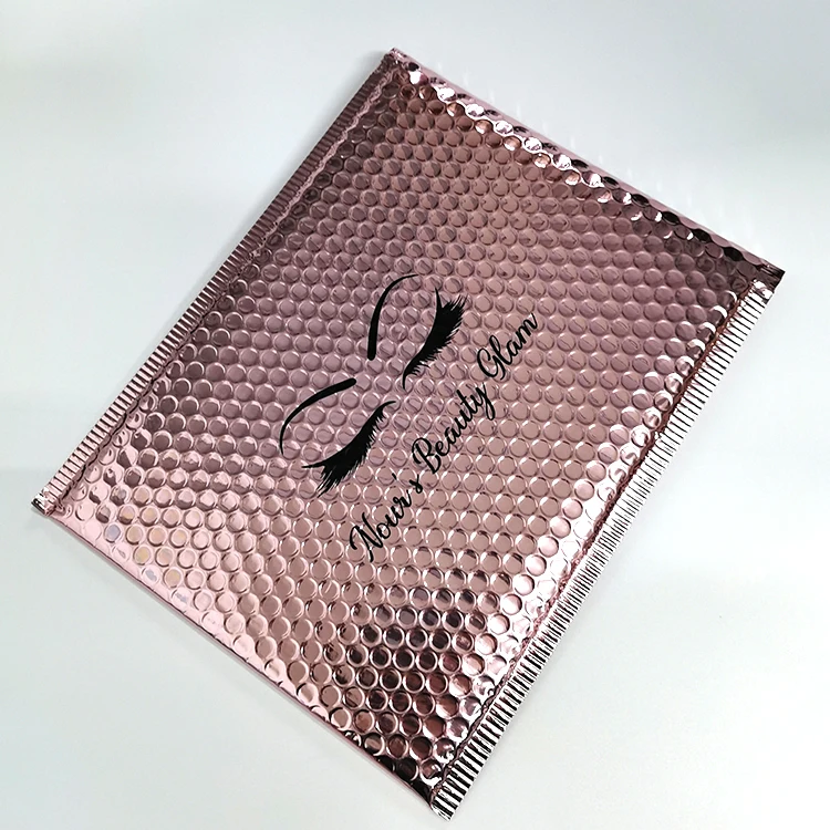 Pink Holographic Padded Envelopes Foil Shipping Bubble Mail Bag Poly Mailer Bags Metallic Bubble Mailer Custom Logo Envelope