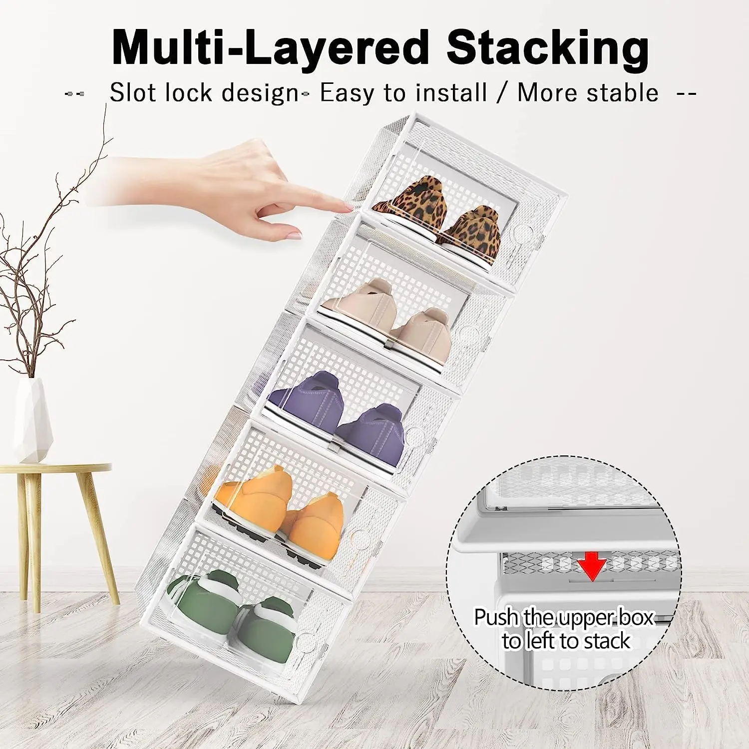 Household Shoe Organization Front Door Cheap Plastic Shoe Box Dust Proof Shoe Rack Storage