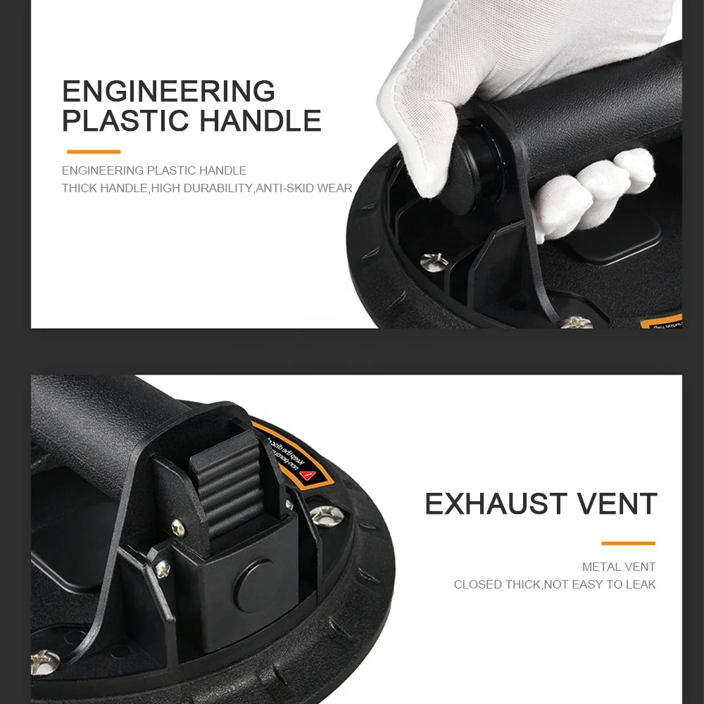 Heavy Duty rubber flat pad pump vacuum glass suction cup for glass stone lifer with ABS handle