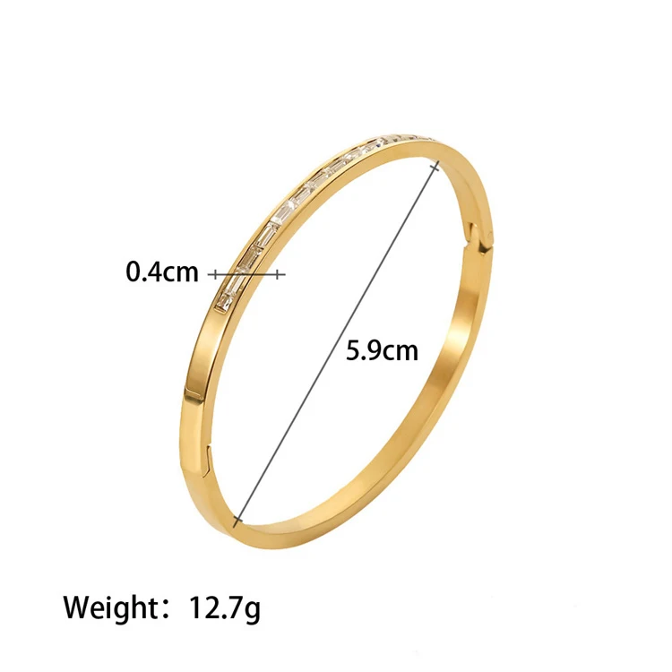 18k Gold Plated Multi Colors Cubic Zirconia Stainless Steel Classic hypoallergenic Bangles For Gift