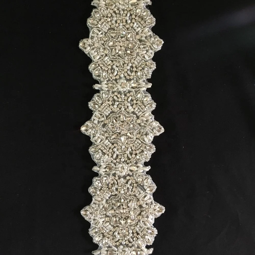 wuku handmake encrusted beads crystal pearls haute couture trims belt chain