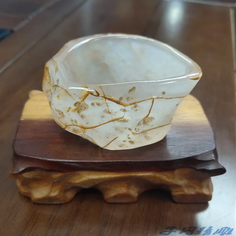 Fine tea cup agate raw stone horse natural raw skin water punch tea bowl Master cup glass agate fine tea cup