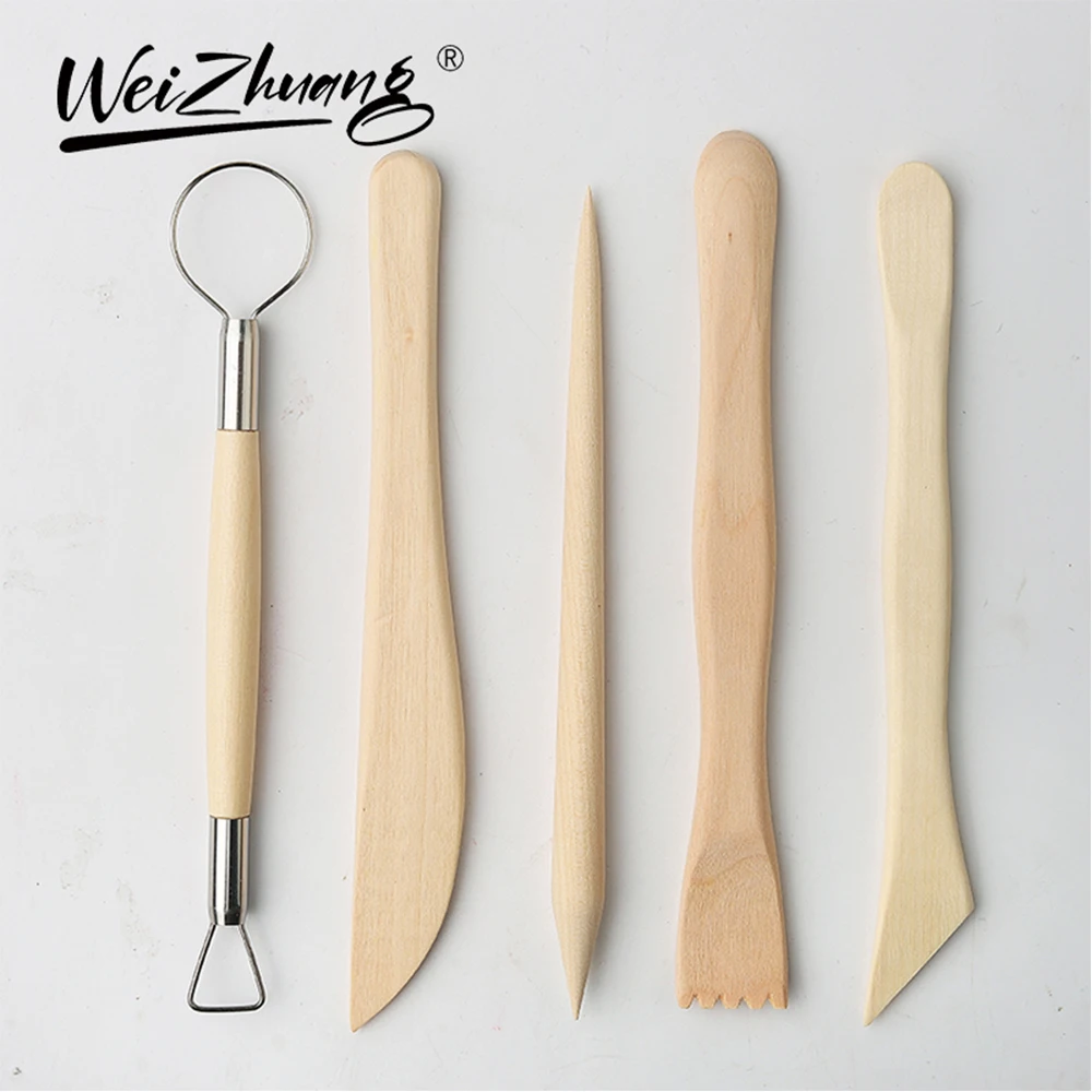 Professional 5-piece Set DIY Clay Knife Soft Pottery Sculpture Clay Tools Wood Carving Tools Chisels Wood Modeling Tools Kit