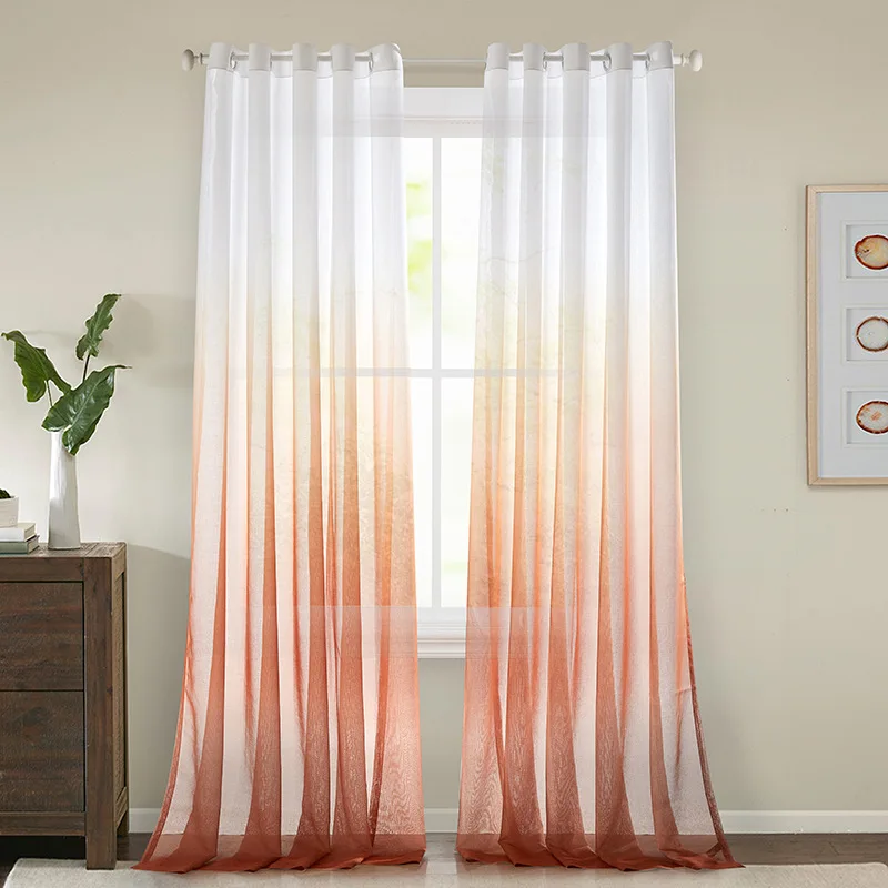 2 Piece Light Filtering polyester sheer Curtain Grommet Panels 52W*63L Inch Long
