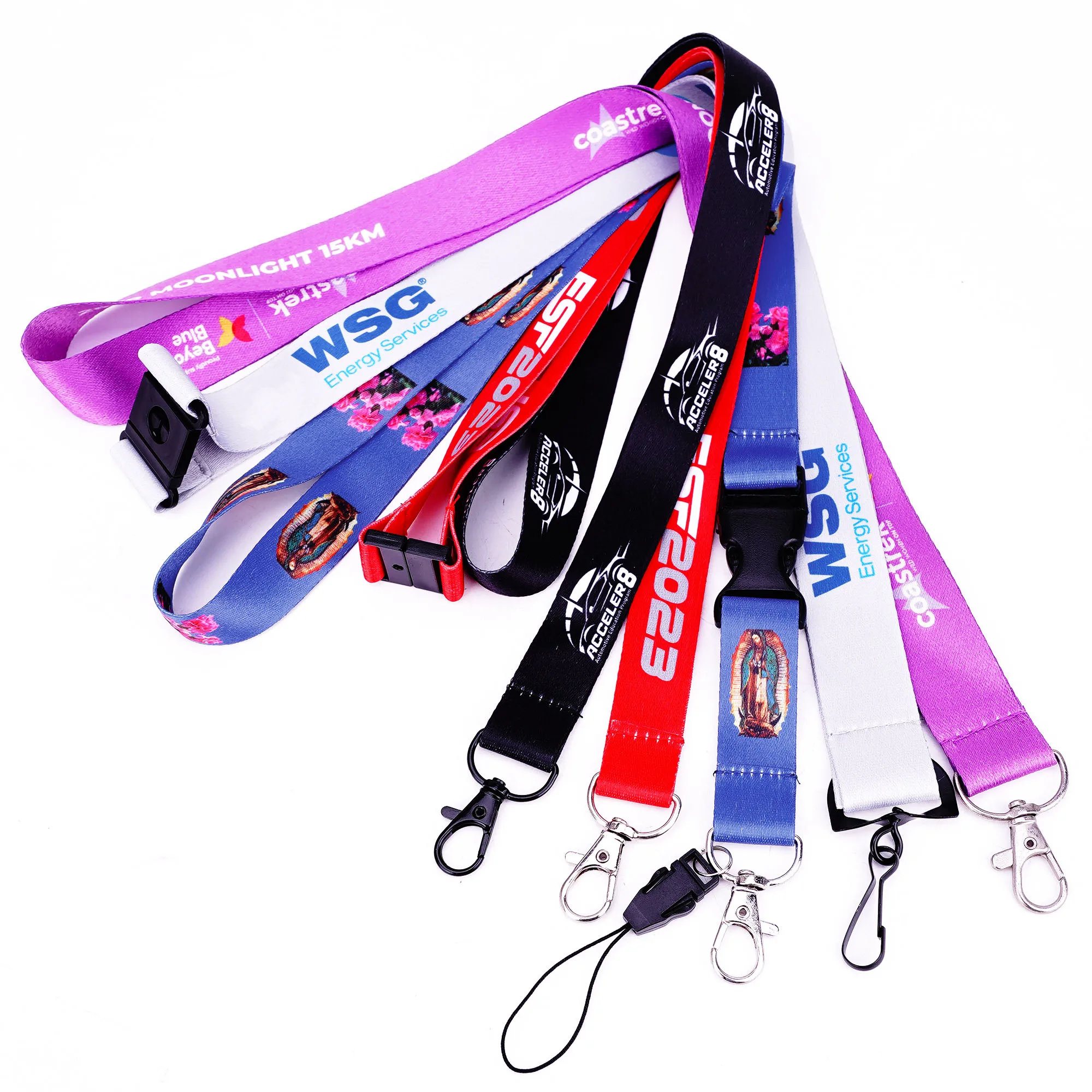 Custom Multi Color Keychain Holder Safety Polyester Funny Lanyards Id Card Neck Straps Lanyard