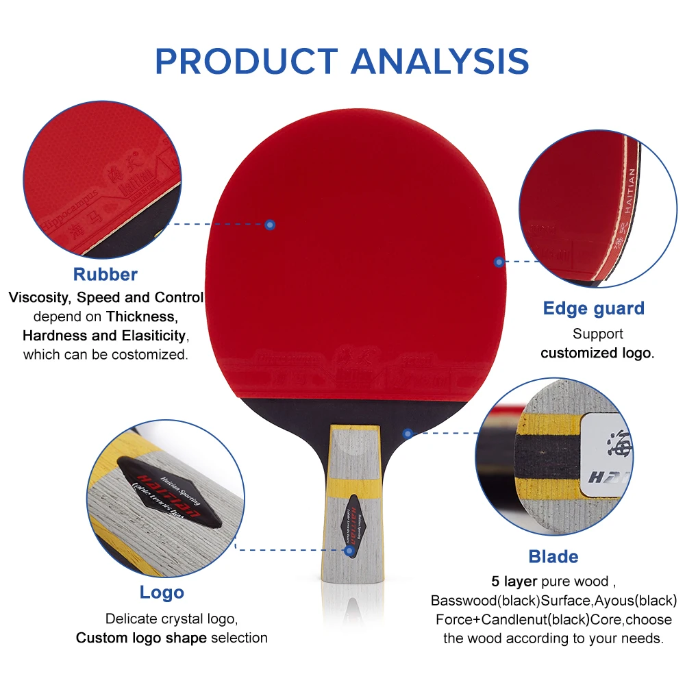 Original professional popular table tennis racket case pingpong bat for sports