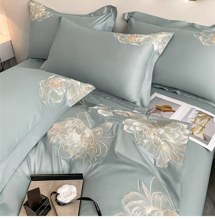 Home Textiles Luxury Cotton Embroidery New Designs Size King100%Cotton Soft Hand Feel Duvet Cover Bedding Sets
