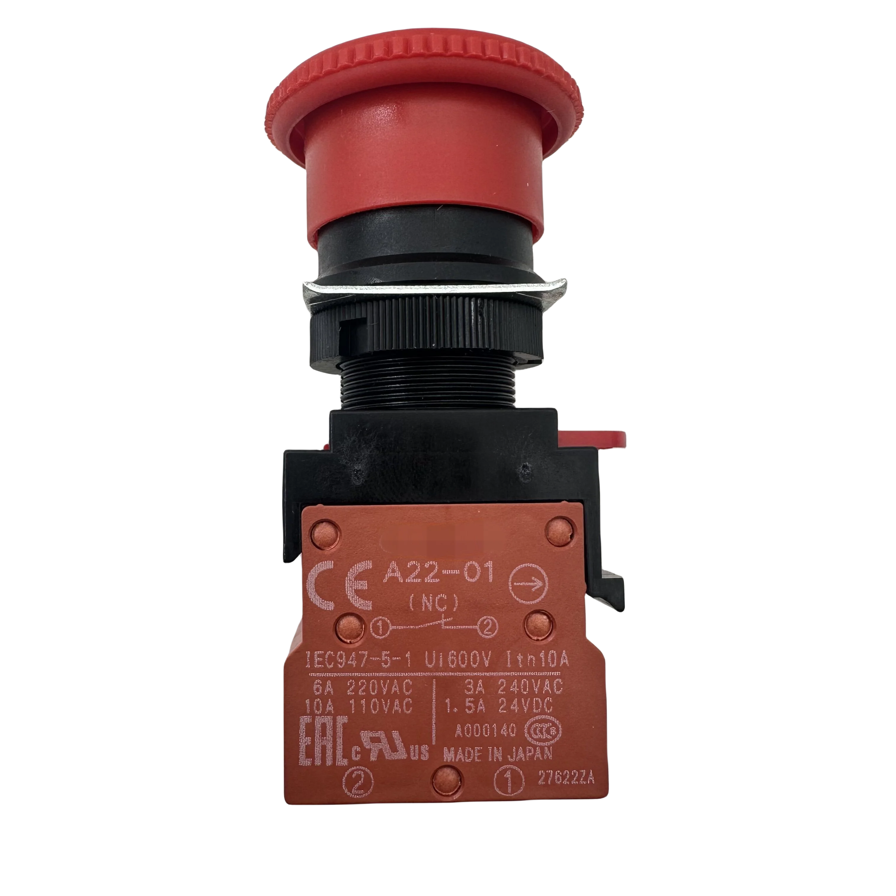 VICKO A22E-M-01 A22-01 SWITCH PUSH SPST-NC 10A 110V Switches Safety Emergency Stop Button Switch