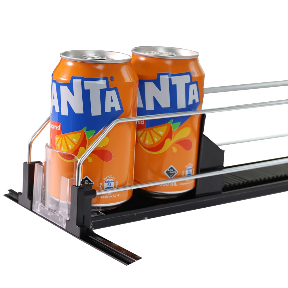 Shelf pusher Drink Organizer for Fridge, Self-Sliding soda Can Dispenser for Refrigerator Adjustable Width Roller type pusher