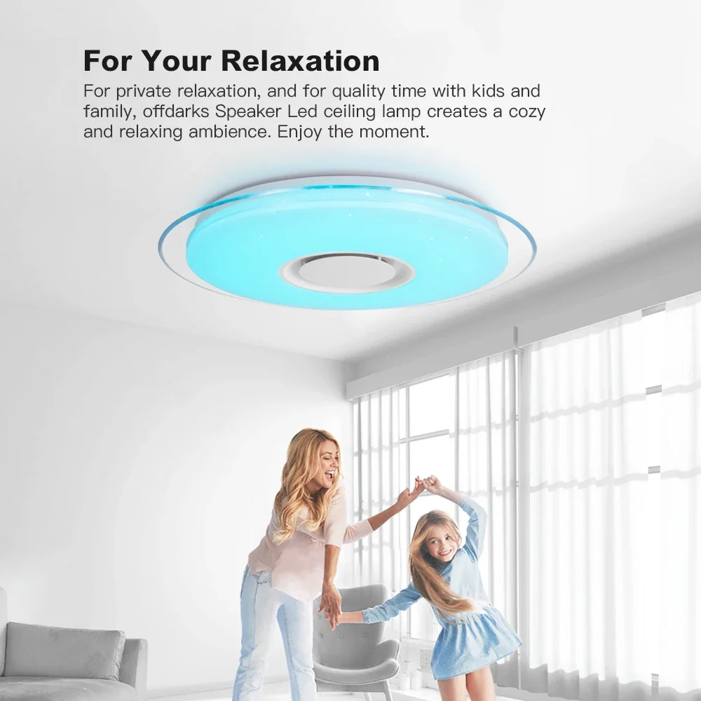 Nordic Style Smart RGB Dimming LED Ceiling Lights White Shade APP Controlled for Middle Sized Kids Room Hotel & Dining Room