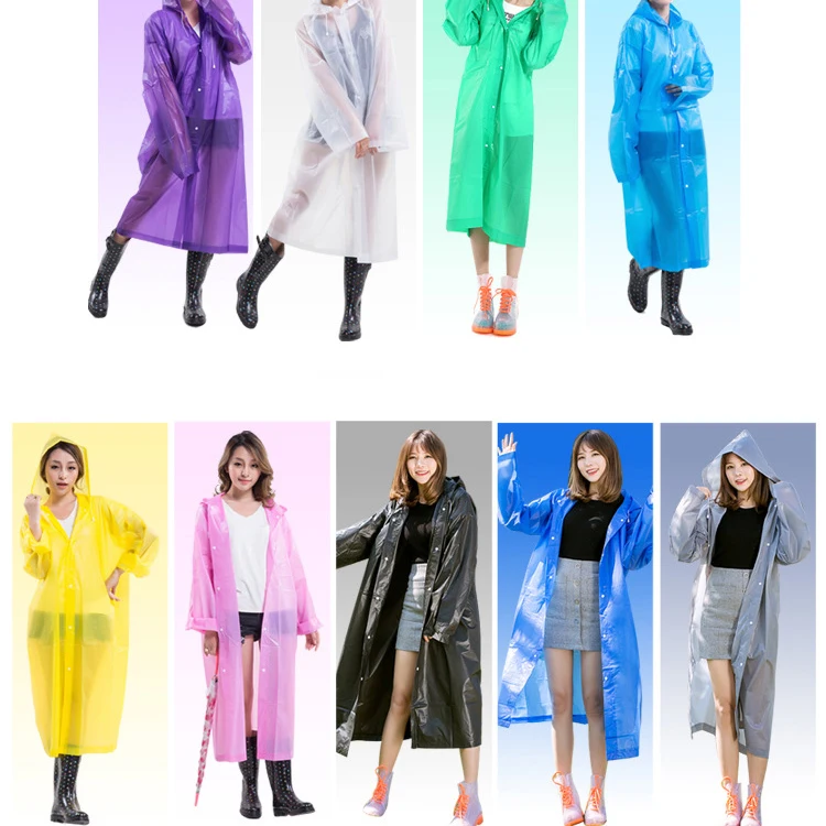DD1494  Thicken EVA Reusable Raincoat Women Men Fashion Hooded Rain Coat Tourism Travel Rainwear Poncho