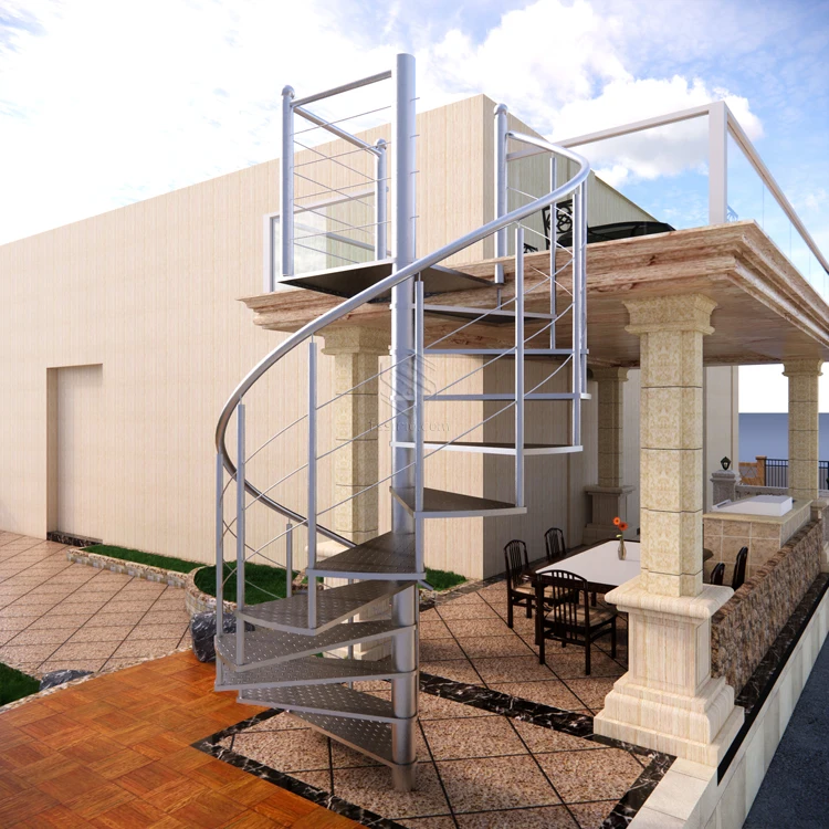 Outdoor metal stairs galvanized  powder coated Steel Straight staircase design