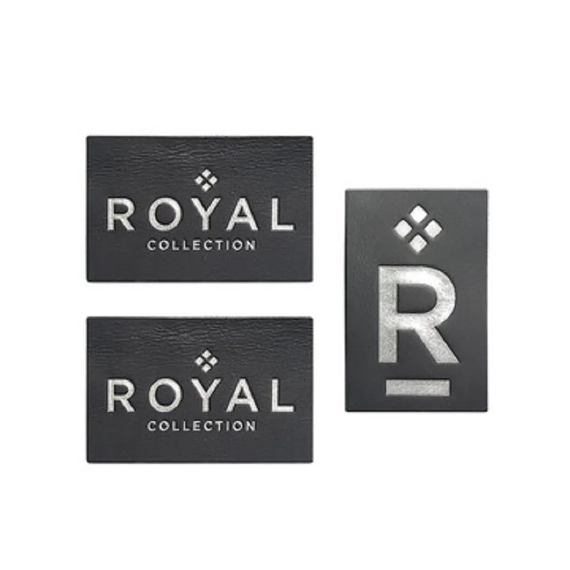 Футболка с металлическим логотипом на заказ цветная кожаная нашивка клейкой основой матовая черная пластина этикетка