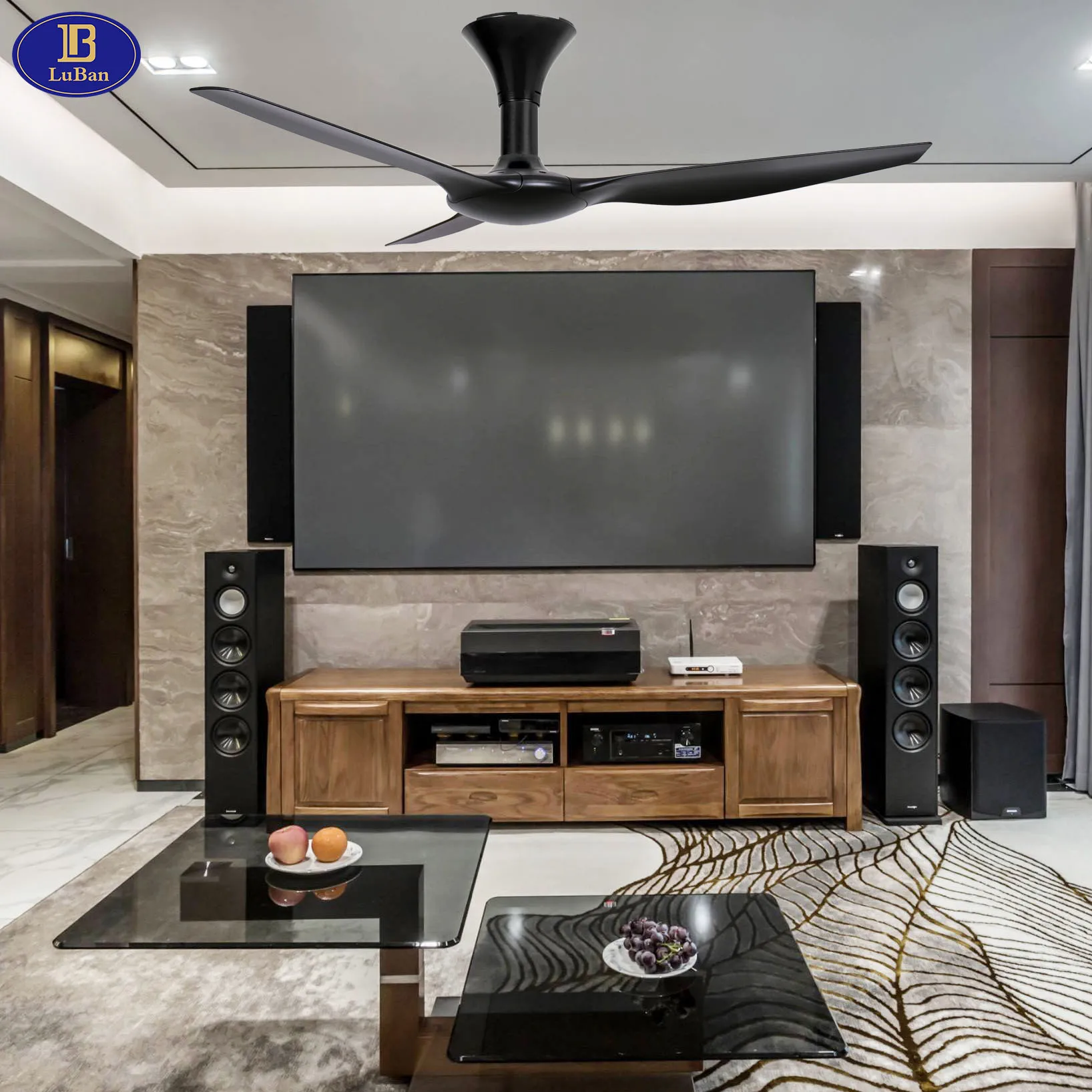 AX70 3B/56 inch Ceiling Fan with Remote Control 3 ABS Blades Noiseless Reversible DC Motor 5-speed
