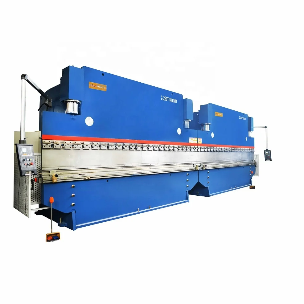 
2-WC67K hydraulic tandem bending press brake machine , combination metal shear bend machine , manual plate bender 