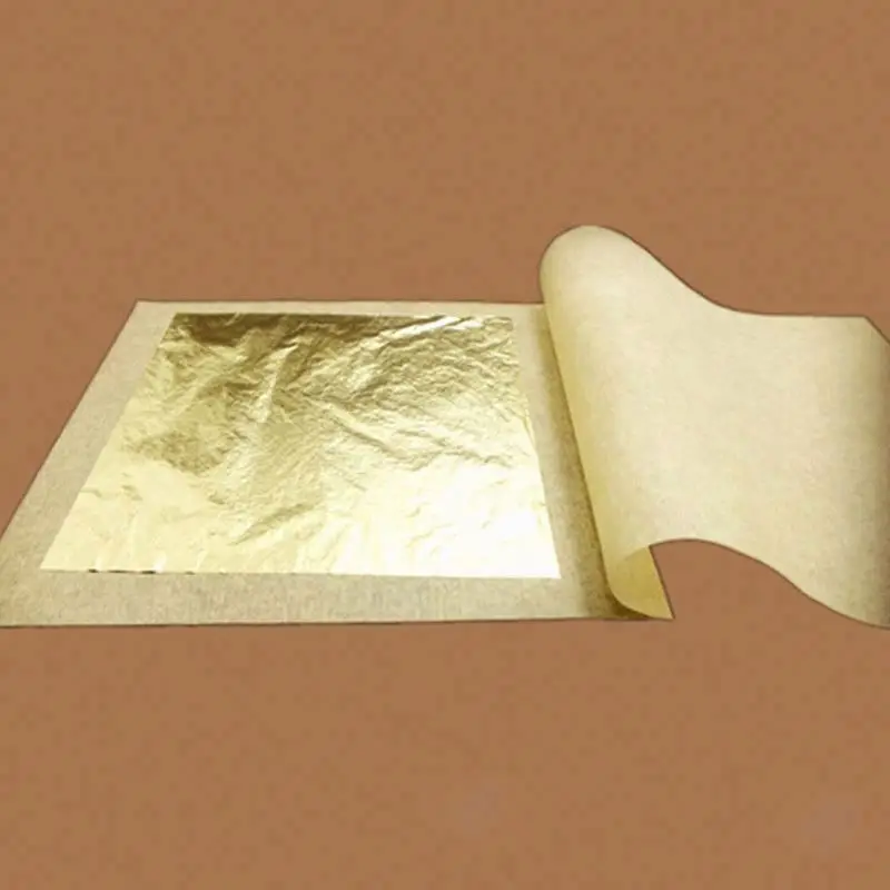24k Leaf Sheets Food Grade For Cake Baking Wine Coffee Decor Facial Spa 8x8cm 25pcs/book Pure Gold Foil Booklet