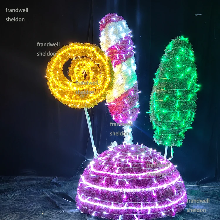 christmas lighted  ice creams lollipop motif led/illuminated christmas  cupcake candy theme decorations