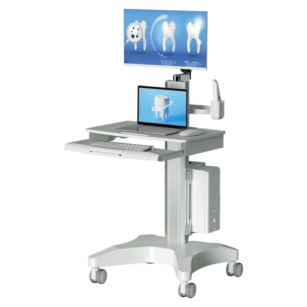 Hot Product Medical Computer Dental  Cart VESA Dental Oral Scanning Cart Trolley with  Wheels for Office Hospital Workstation