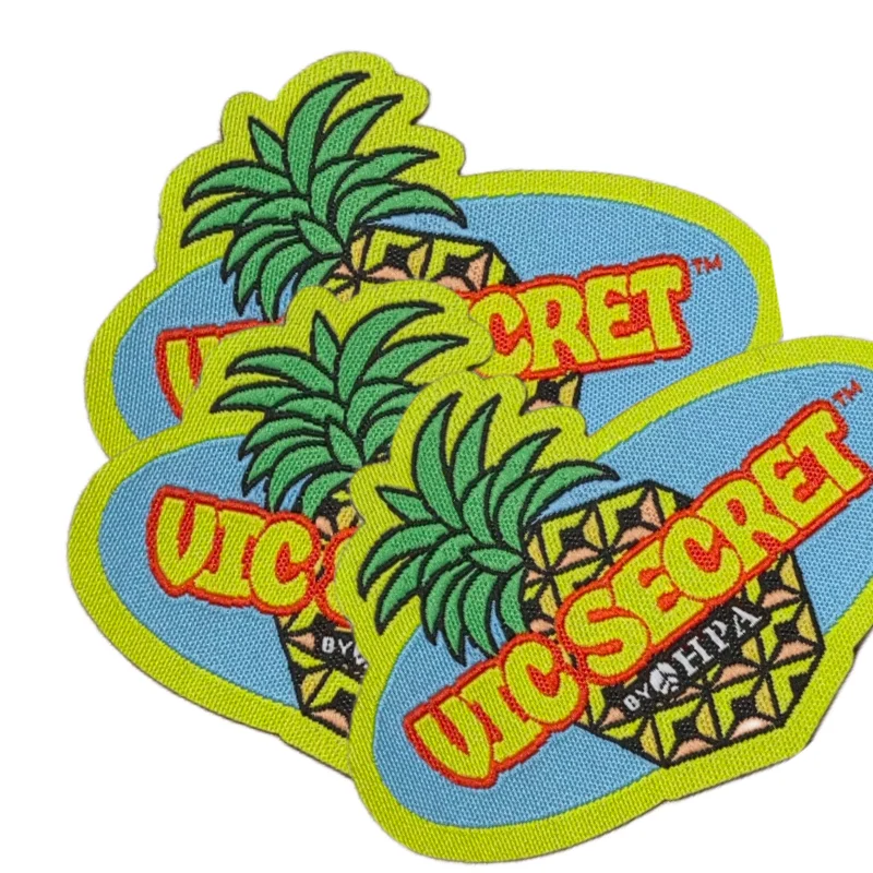 Custom Die Cut Heat Press 100 % Polyester Washable Sew on Patch Luxury Hoodies Jeans Back Woven Label Tag Patches