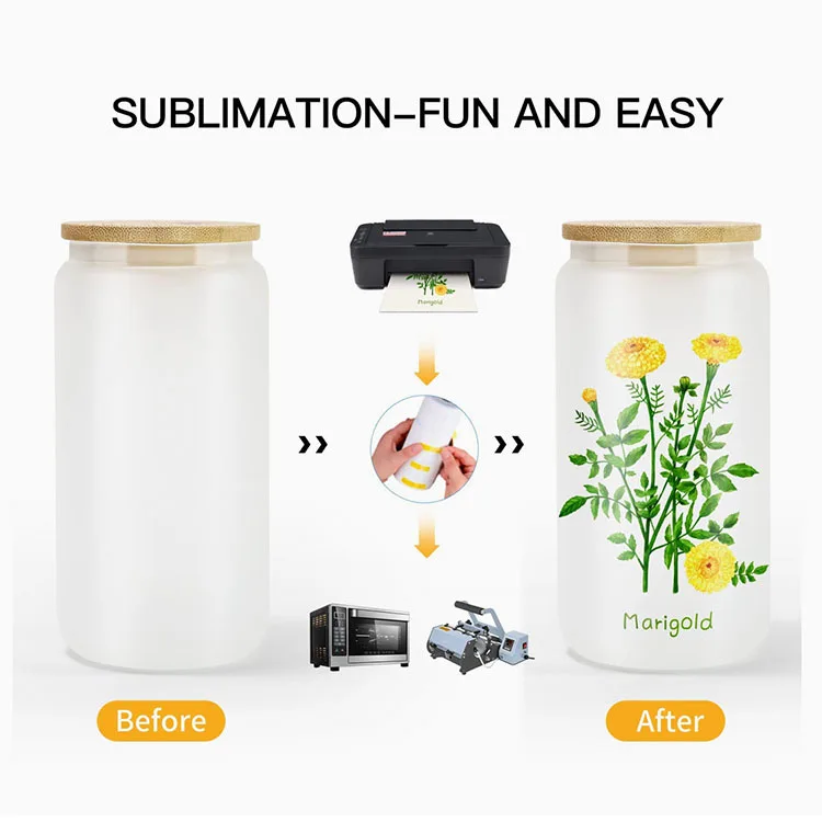Manufacturer Custom Wholesale 16oz 500ml Can Borosilicate Glass Cup With Bamboo Lid And Straw