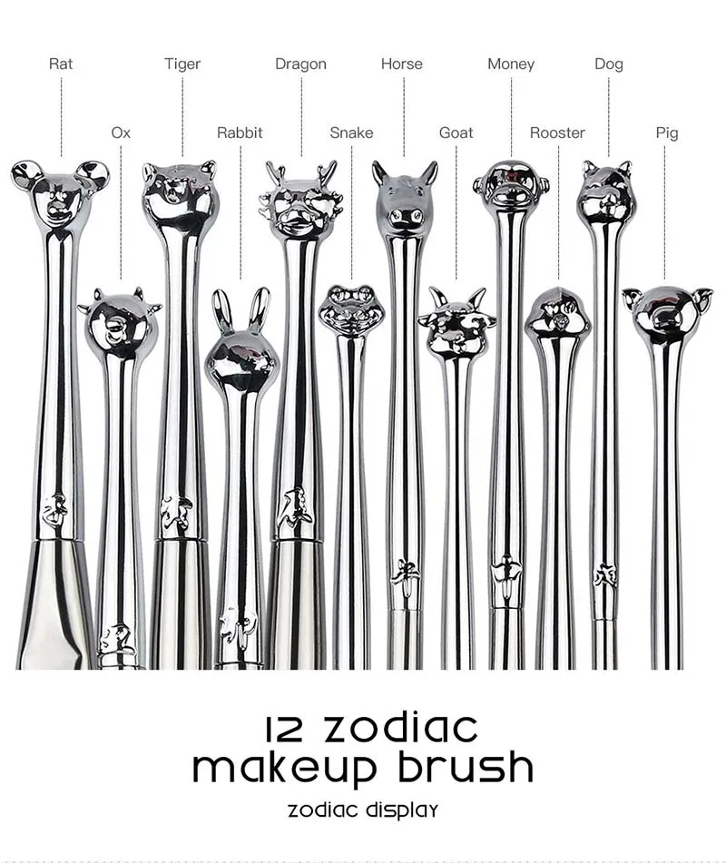 High quality private label newest 12pcs unique silver makeup brush cheap makeup brushes packaging bags makeup brush set