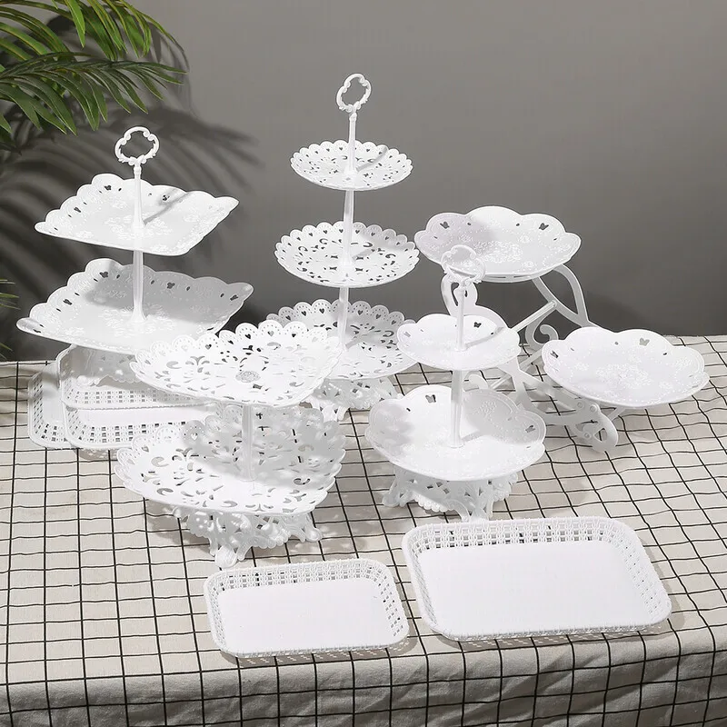 Multi-layer Cake Stand Dessert Cupcake Holder Fruits Snack Metal Serving Platter for Wedding Birthday Party Festival Cake Tool